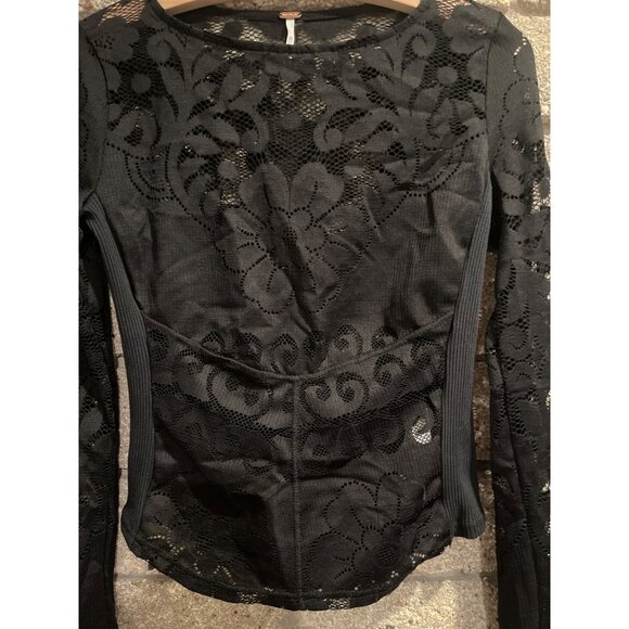 Free People Lace and Cotton Top ribbed sides silver hardware - Picture 2 of 8